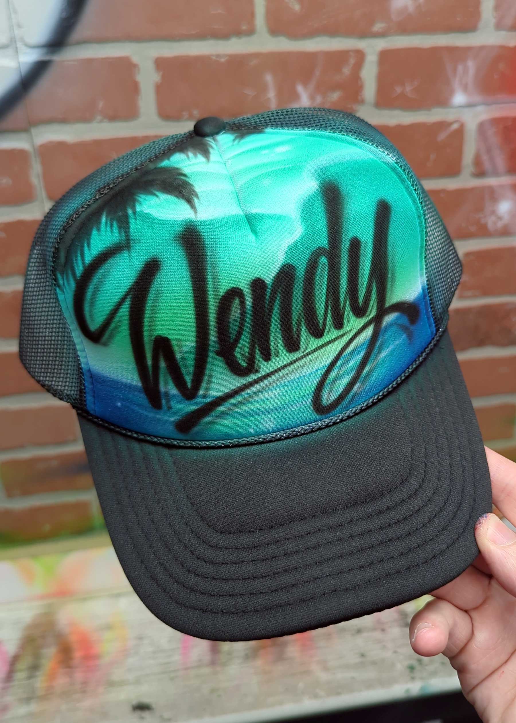 custom beach sunset airbrush hat