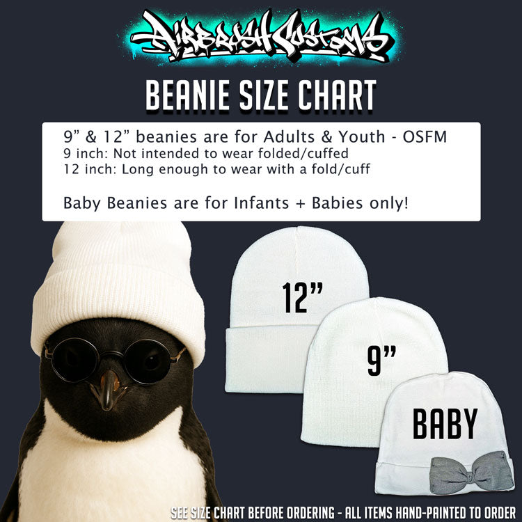 a penguin wearing a beanie and sunglasses