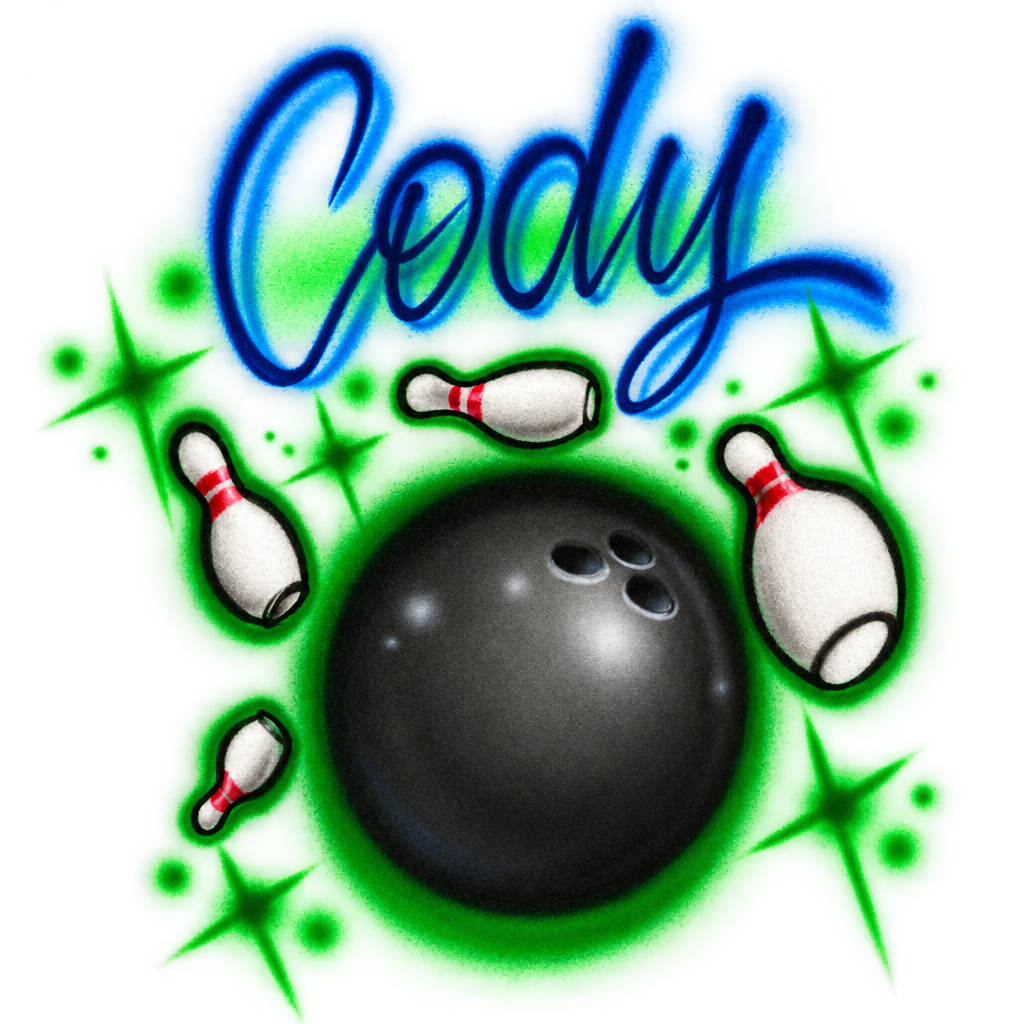 Cleaned airbrush artwork on a white background.