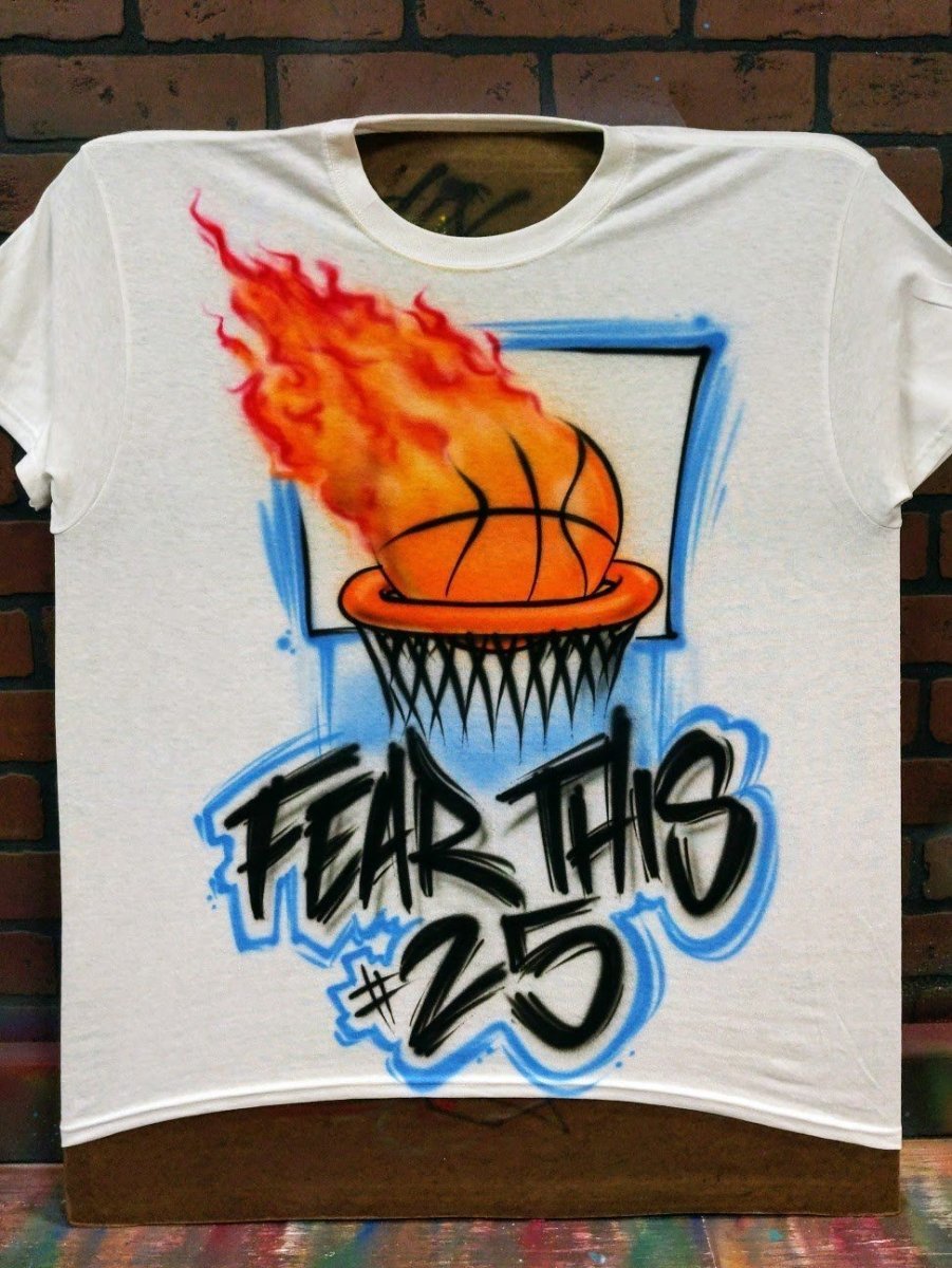 basketball hoop flame custom airbrush design