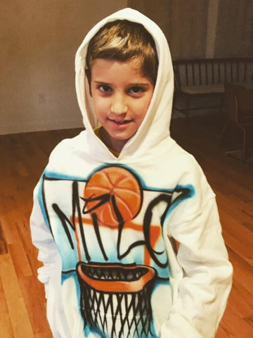 Personalized basketball hoop airbrush clothing design