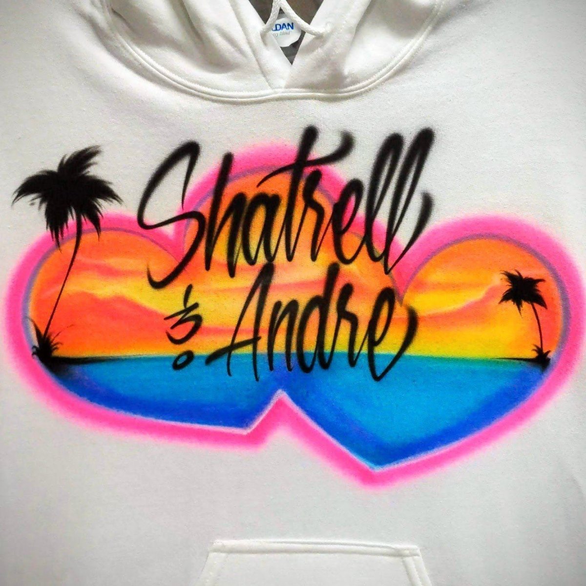 Beach Hearts Couples / BFF Customizable Airbrush T shirt Design from Airbrush Customs x Dale The Airbrush Guy