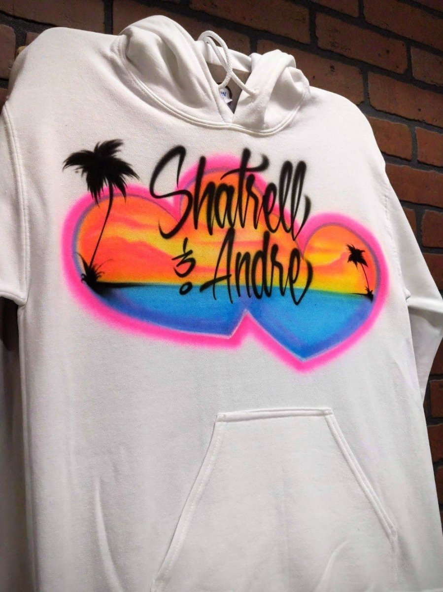beach hearts couples BFF personalized airbrush apparel