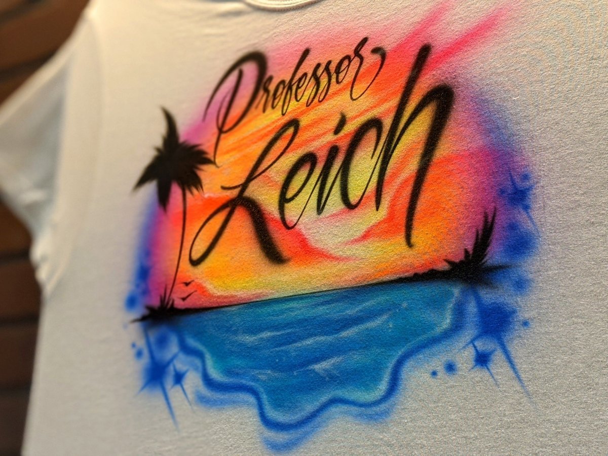 Beach Sunset Design Customizable Airbrush T shirt Design from Airbrush Customs x Dale The Airbrush Guy