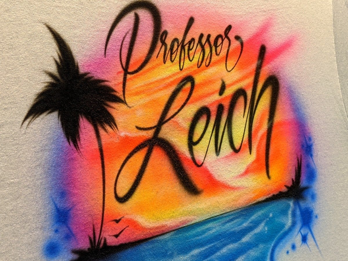 Beach Sunset Design Customizable Airbrush T shirt Design from Airbrush Customs x Dale The Airbrush Guy