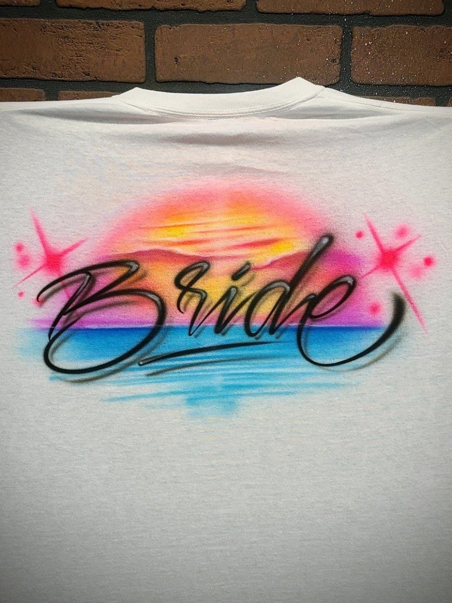 Beach Sunset Name Customizable Airbrush T shirt Design from Airbrush Customs x Dale The Airbrush Guy