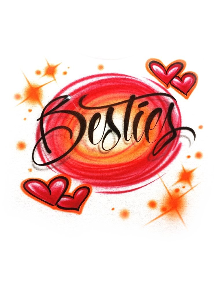 Besties BFF Design Customizable Airbrush T shirt Design from Airbrush Customs x Dale The Airbrush Guy