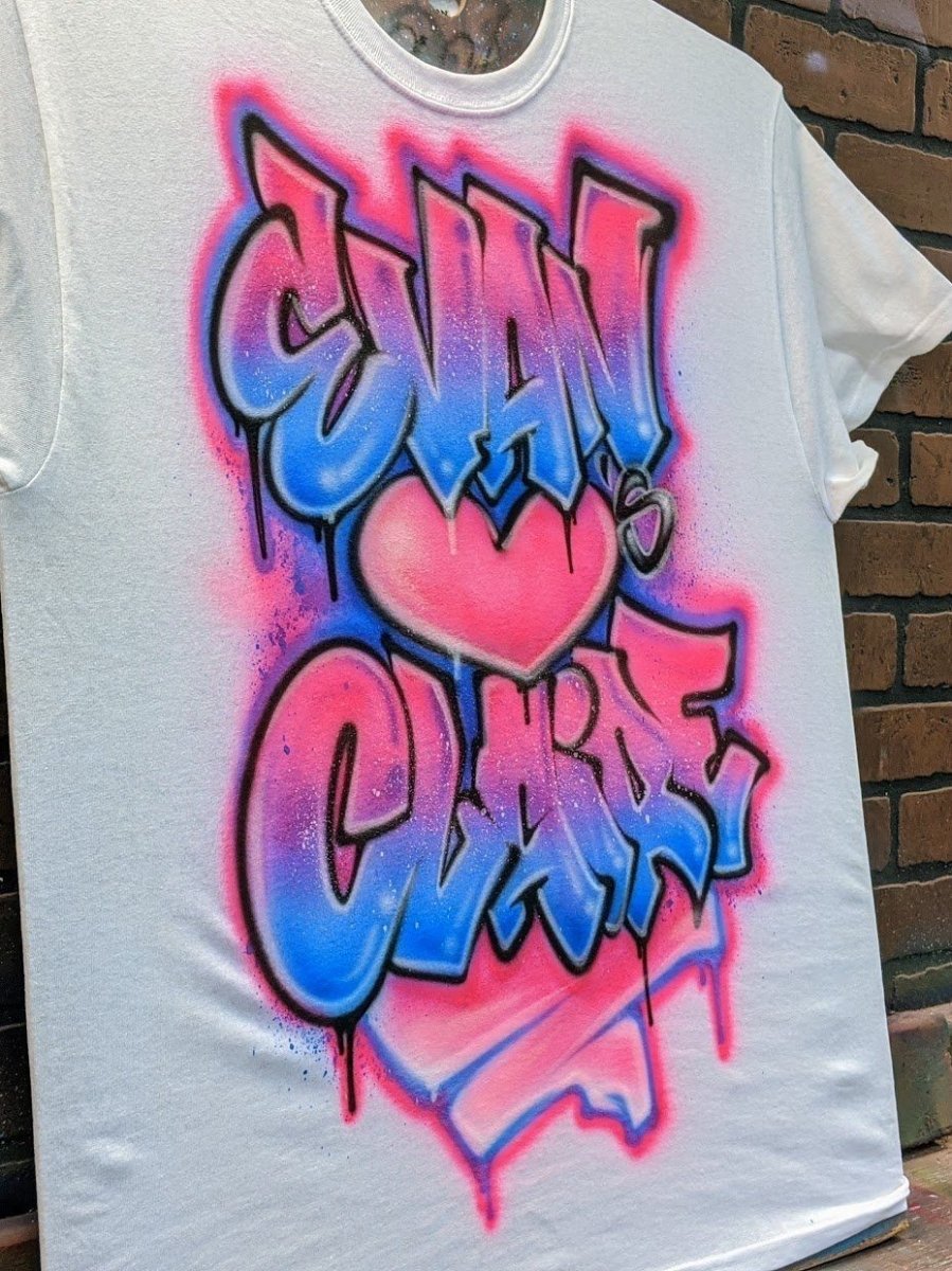 couples graffiti heart custom personalized airbrush apparel design