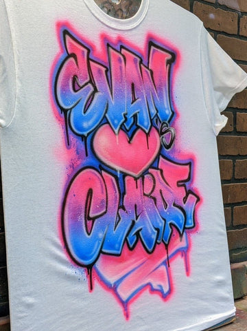 couples graffiti heart custom personalized airbrush apparel design