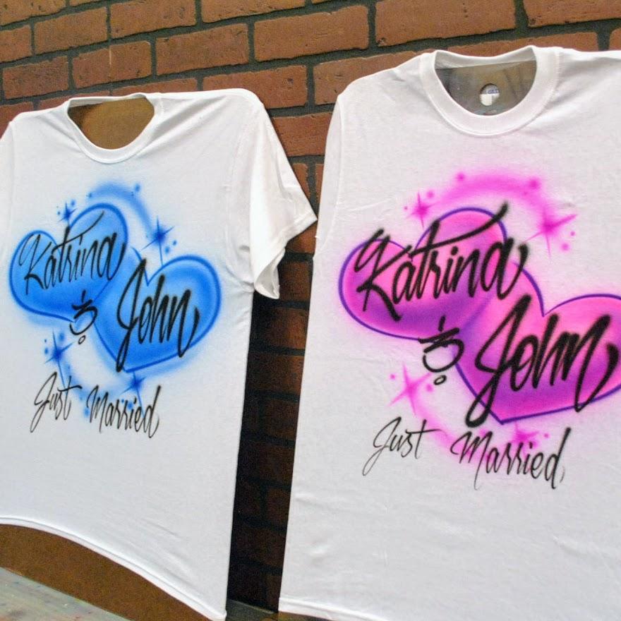couples hearts custom personalized airbrush apparel design