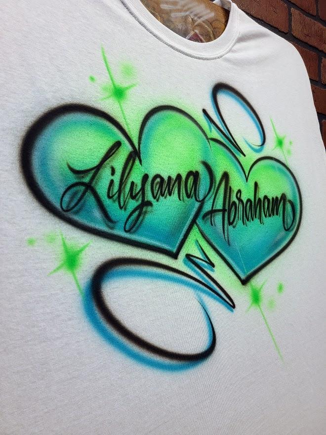 Couples Hearts Customizable Airbrush T shirt Design from Airbrush Customs x Dale The Airbrush Guy