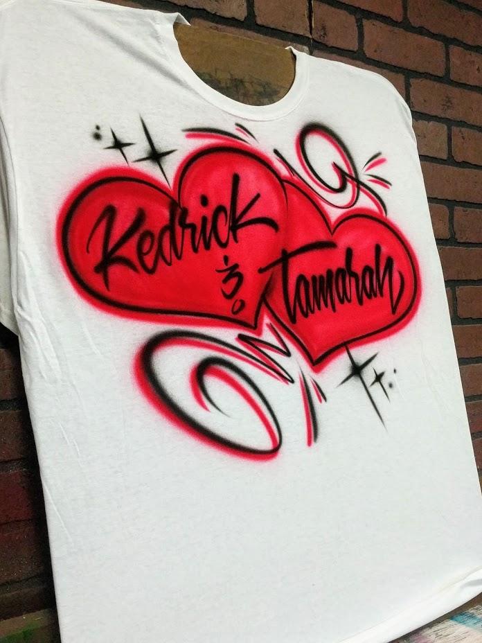 couples hearts custom personalized airbrush apparel design