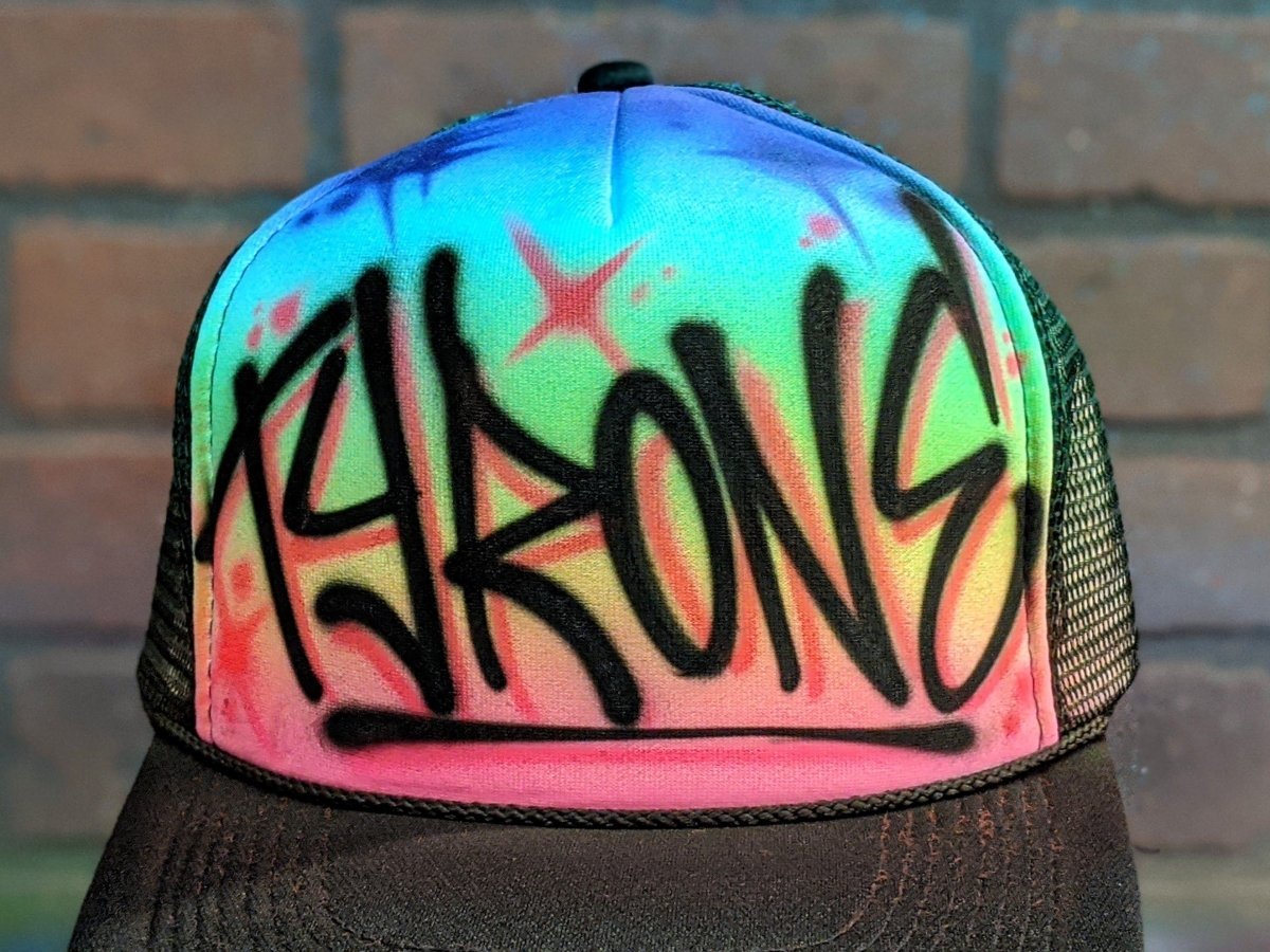 Custom Trucker | Rainbow Name Design Customizable Airbrush T shirt Design from Airbrush Customs x Dale The Airbrush Guy