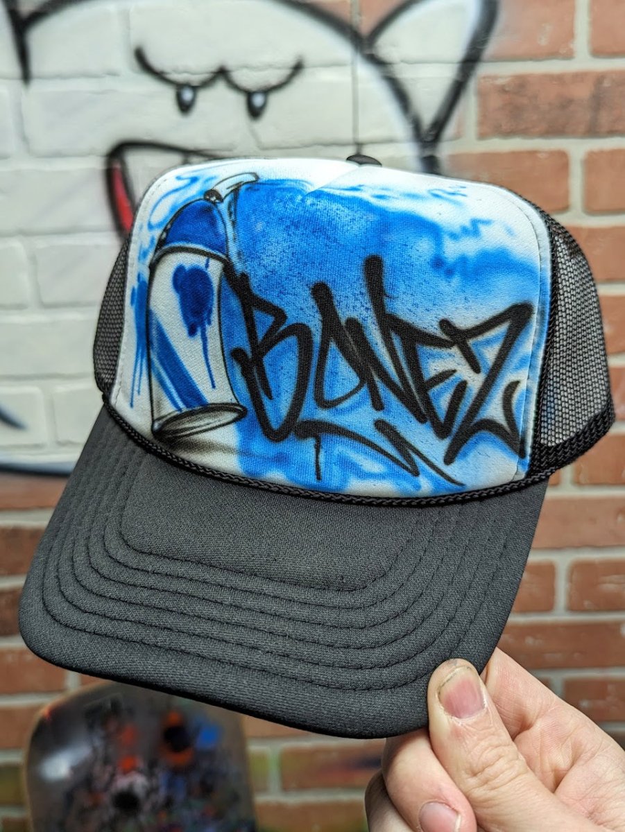 spray can hat personalized custom airbrush apparel design