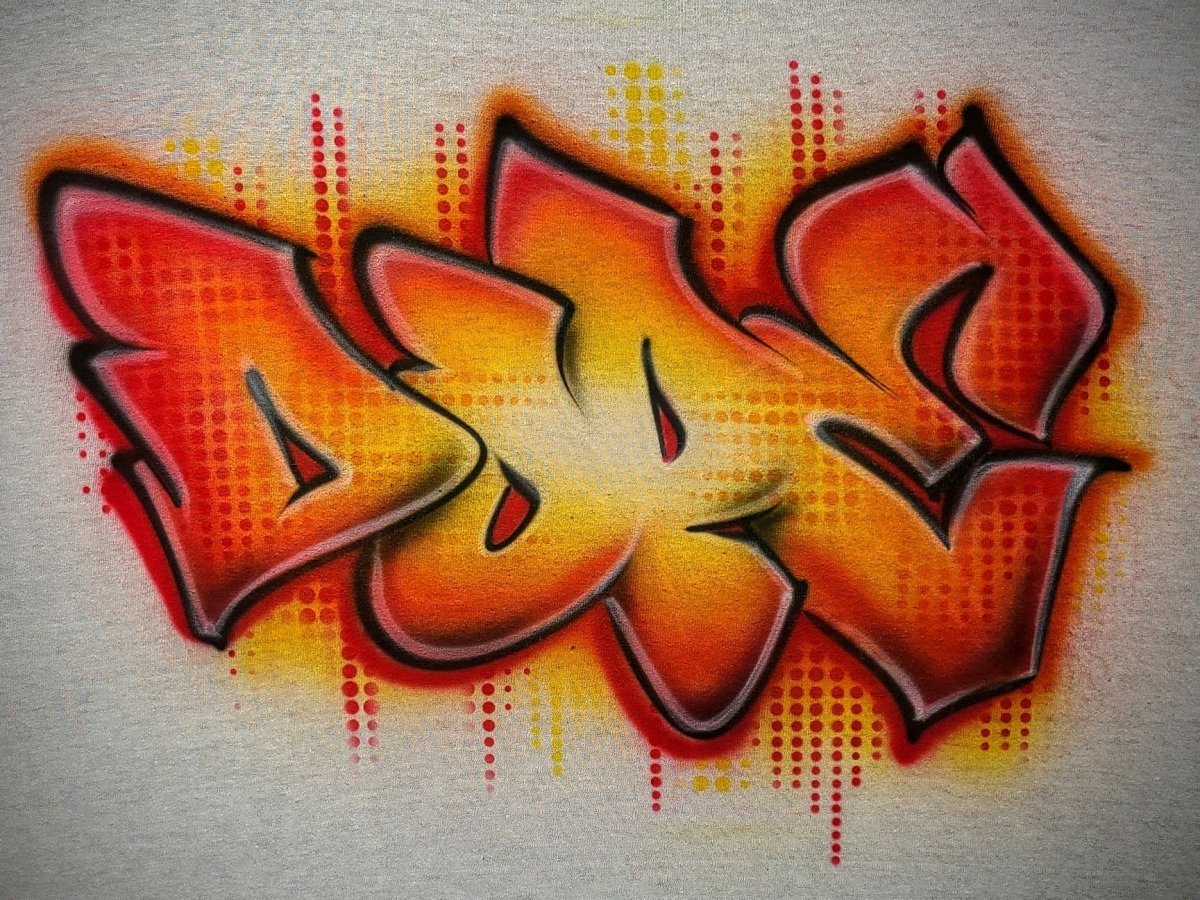 Dot Matrix Graffiti Customizable Airbrush T shirt Design from Airbrush Customs x Dale The Airbrush Guy