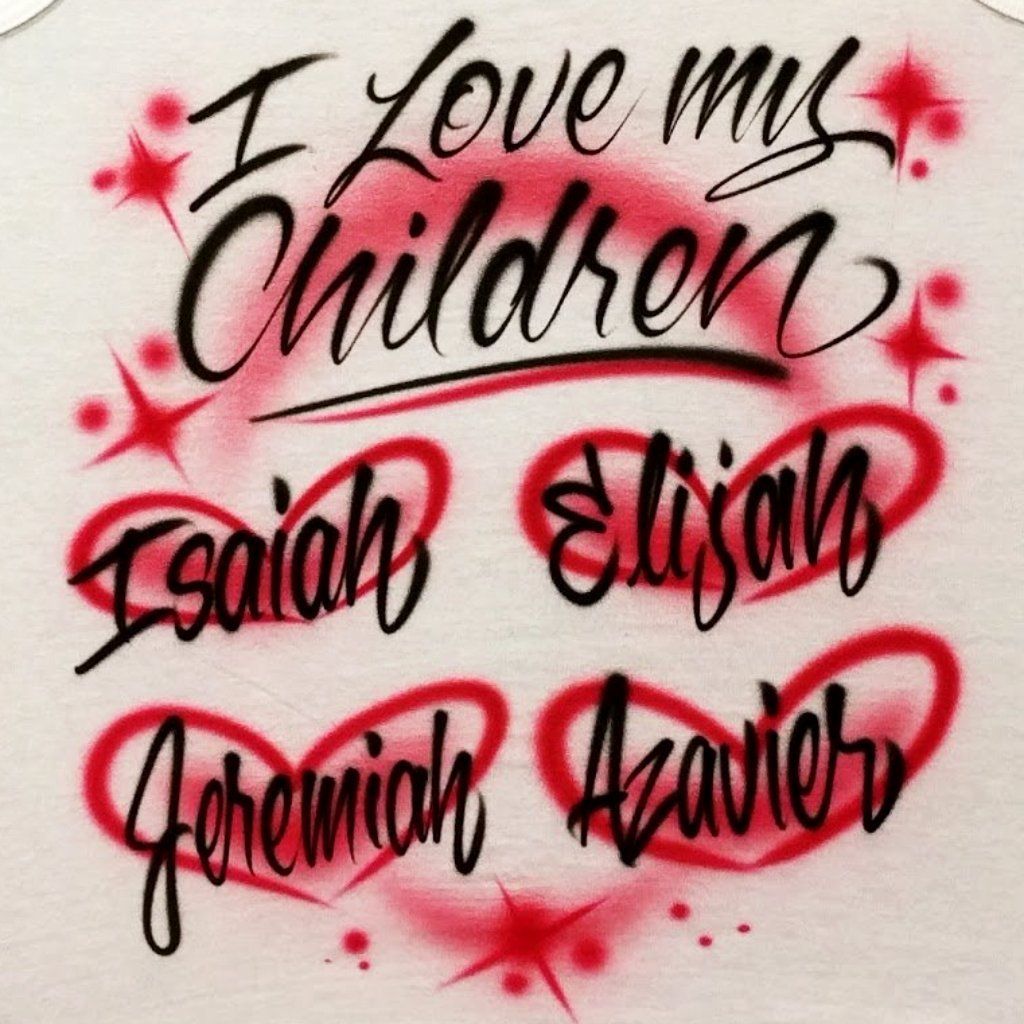 Family Hearts Design Customizable Airbrush T shirt Design from Airbrush Customs x Dale The Airbrush Guy