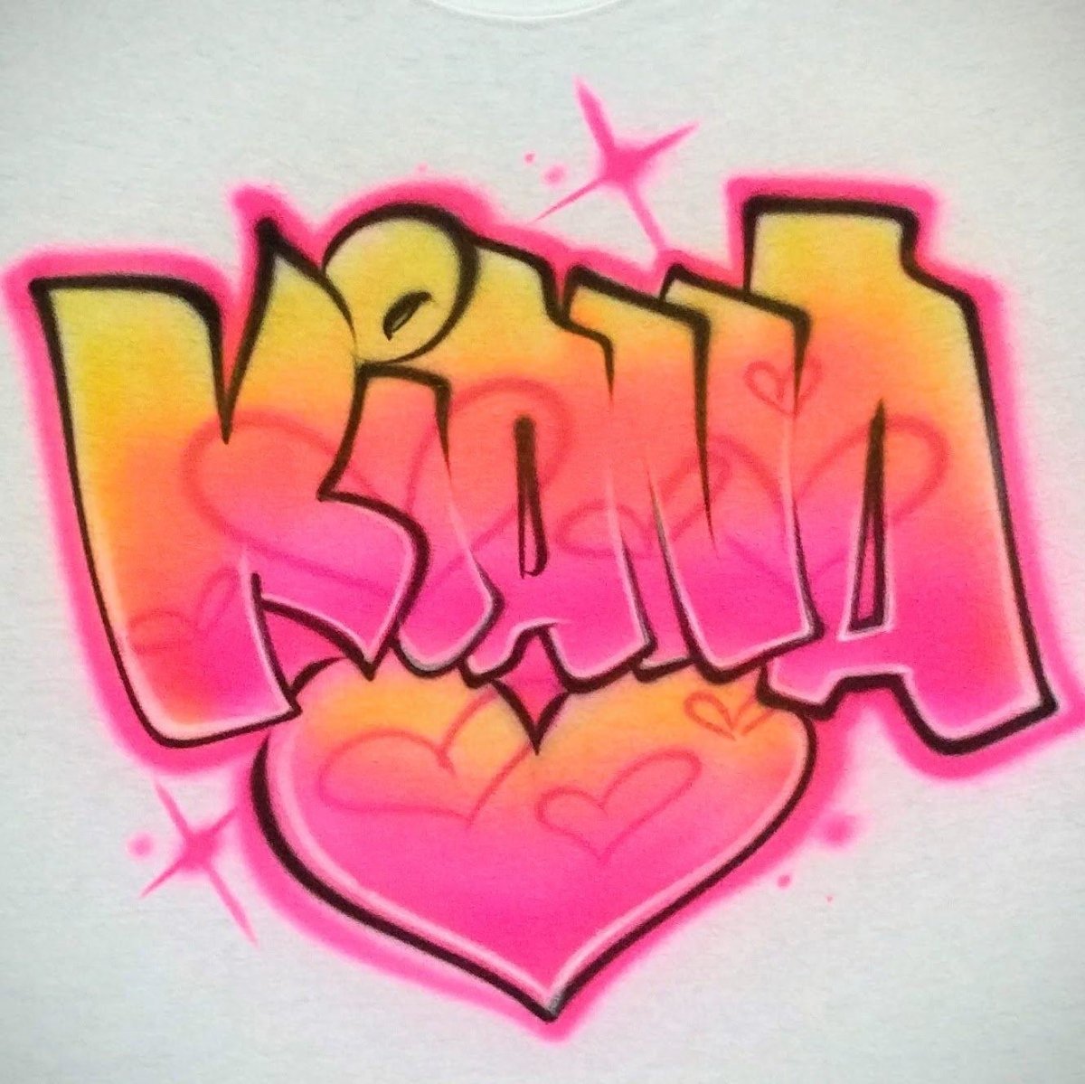 Heart Name Design Customizable Airbrush T shirt Design from Airbrush Customs x Dale The Airbrush Guy