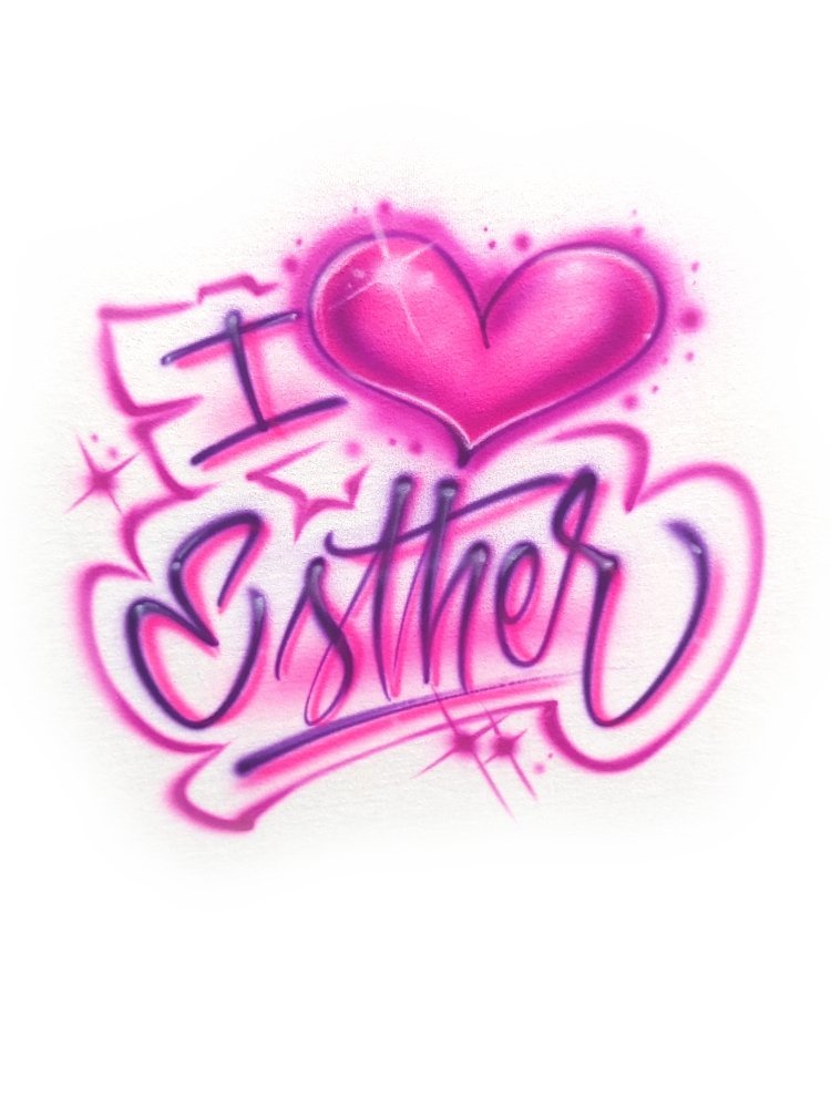 I Love Name Customizable Airbrush T shirt Design from Airbrush Customs x Dale The Airbrush Guy
