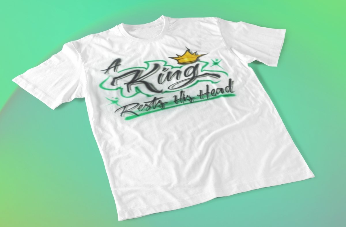 King Rests his Head Customizable Airbrush T shirt Design from Airbrush Customs x Dale The Airbrush Guy