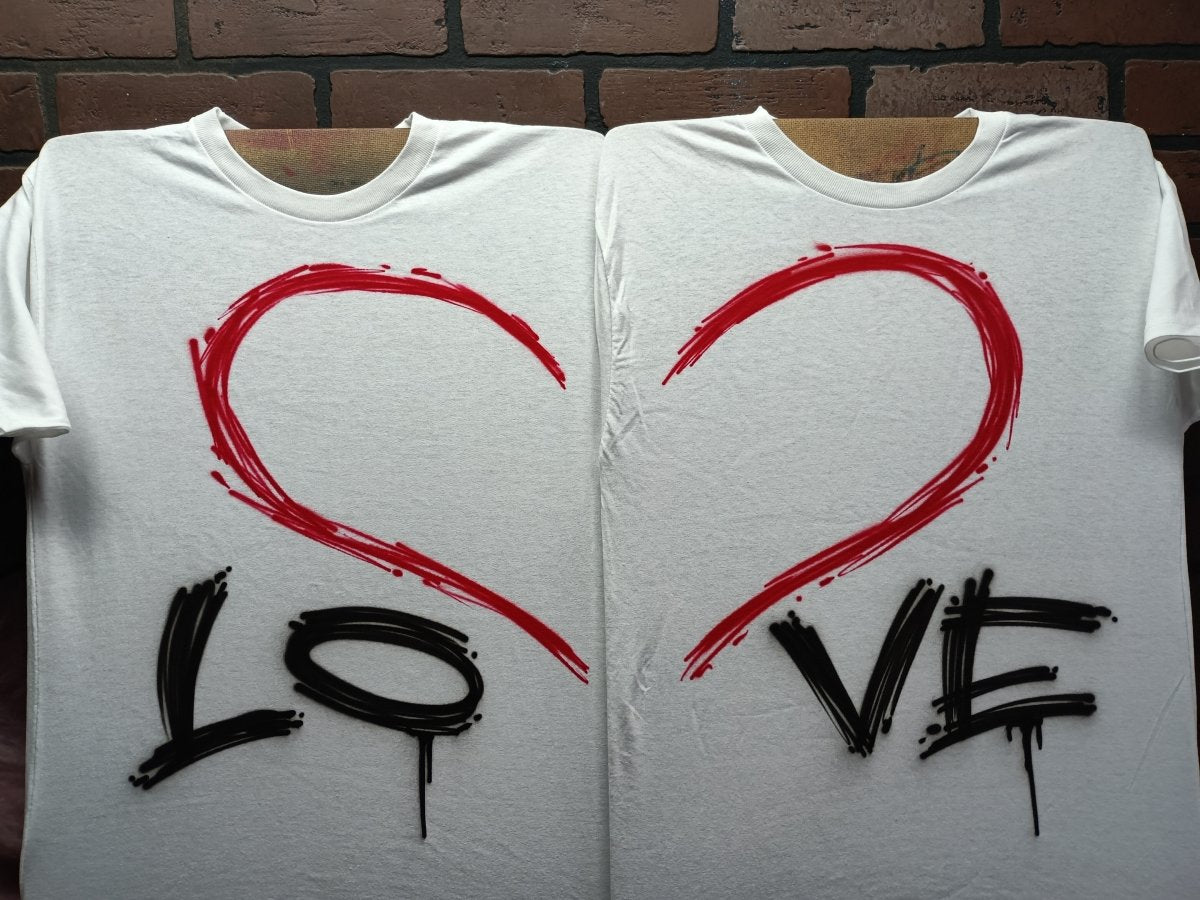 LOVE Split Heart Customizable Airbrush T shirt Design from Airbrush Customs x Dale The Airbrush Guy