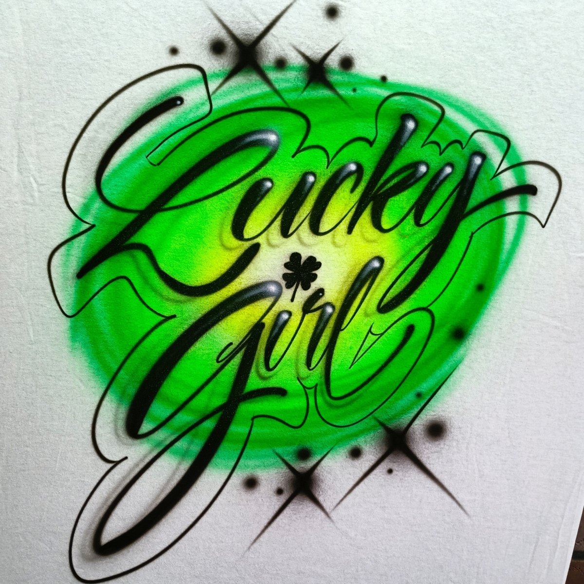 Lucky Girl Customizable Airbrush T shirt Design from Airbrush Customs x Dale The Airbrush Guy