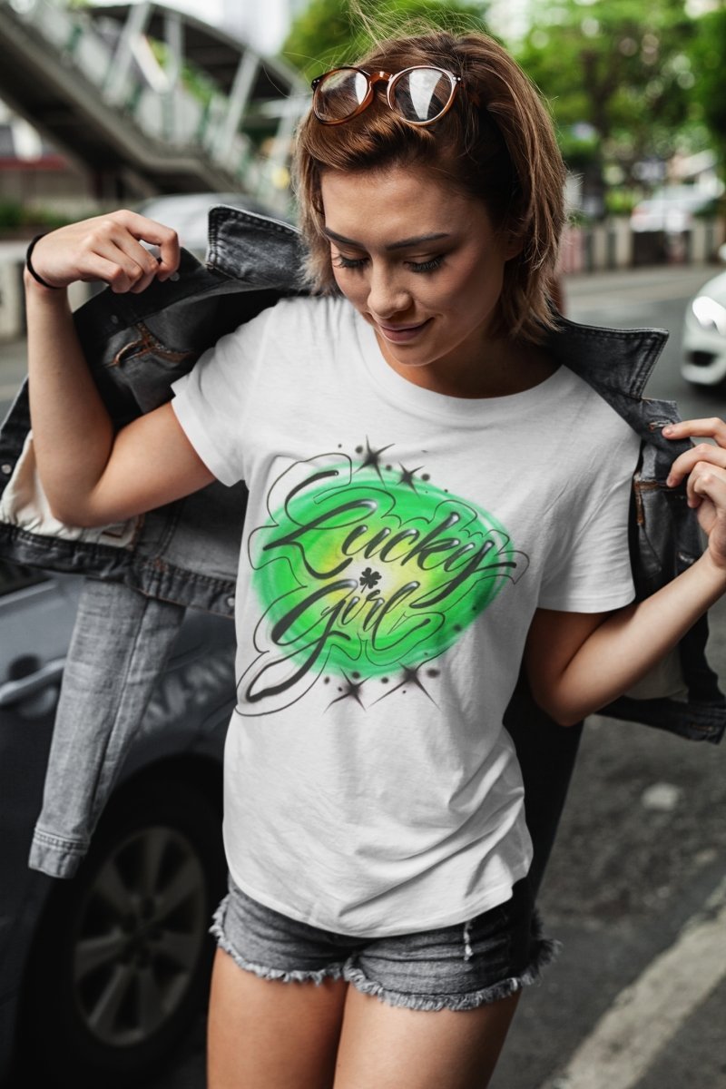lucky girl personalized custom airbrush apparel design