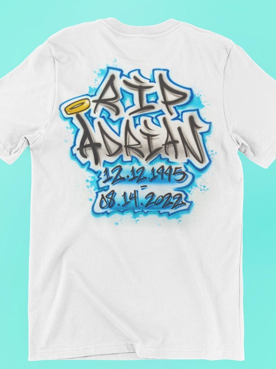Memorial Name + Dates Customizable Airbrush T shirt Design from Airbrush Customs x Dale The Airbrush Guy