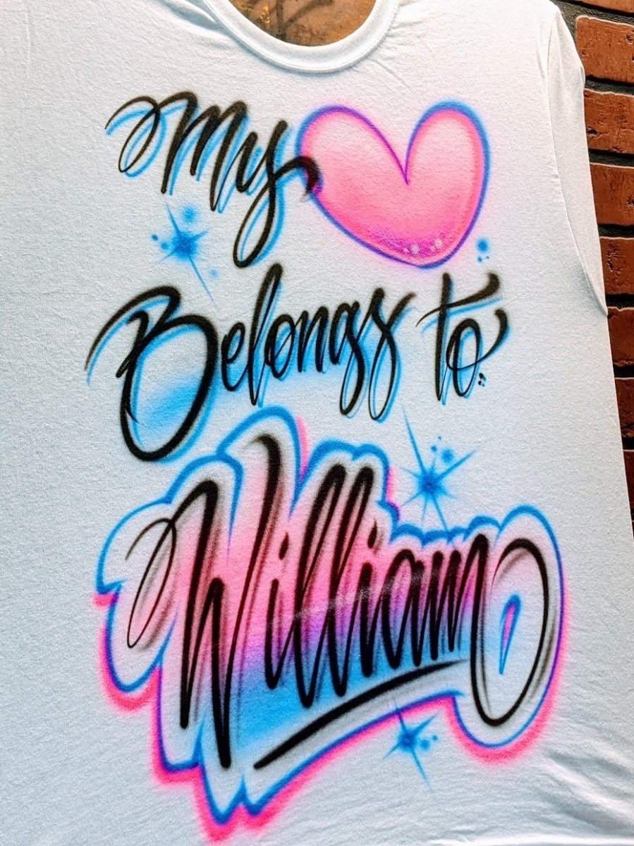 my heart belongs to.. personalized custom airbrush apparel design
