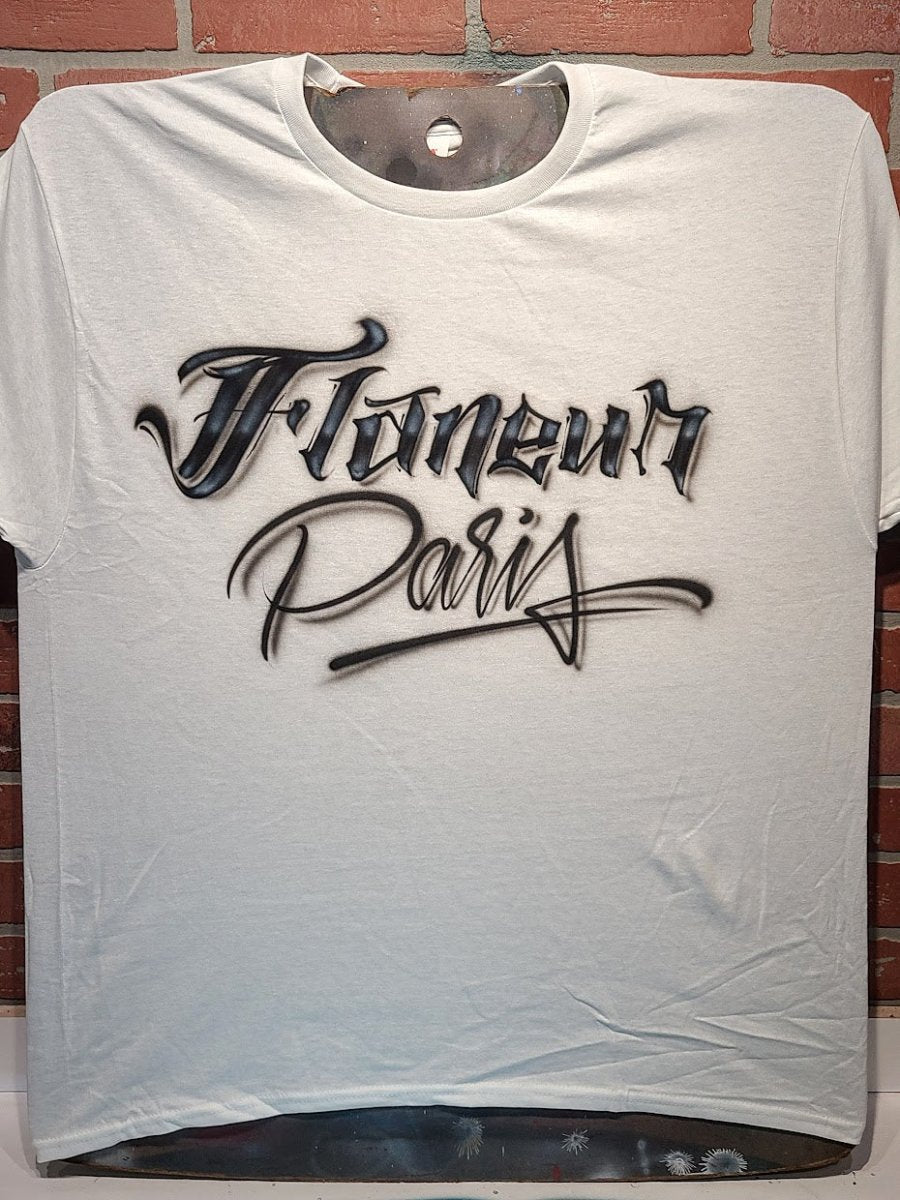 Old English / Script Lettering Customizable Airbrush T shirt Design from Airbrush Customs x Dale The Airbrush Guy