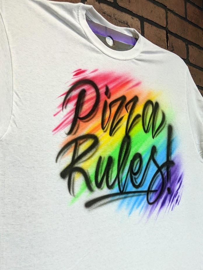 rainbow script design personalized custom airbrush apparel design