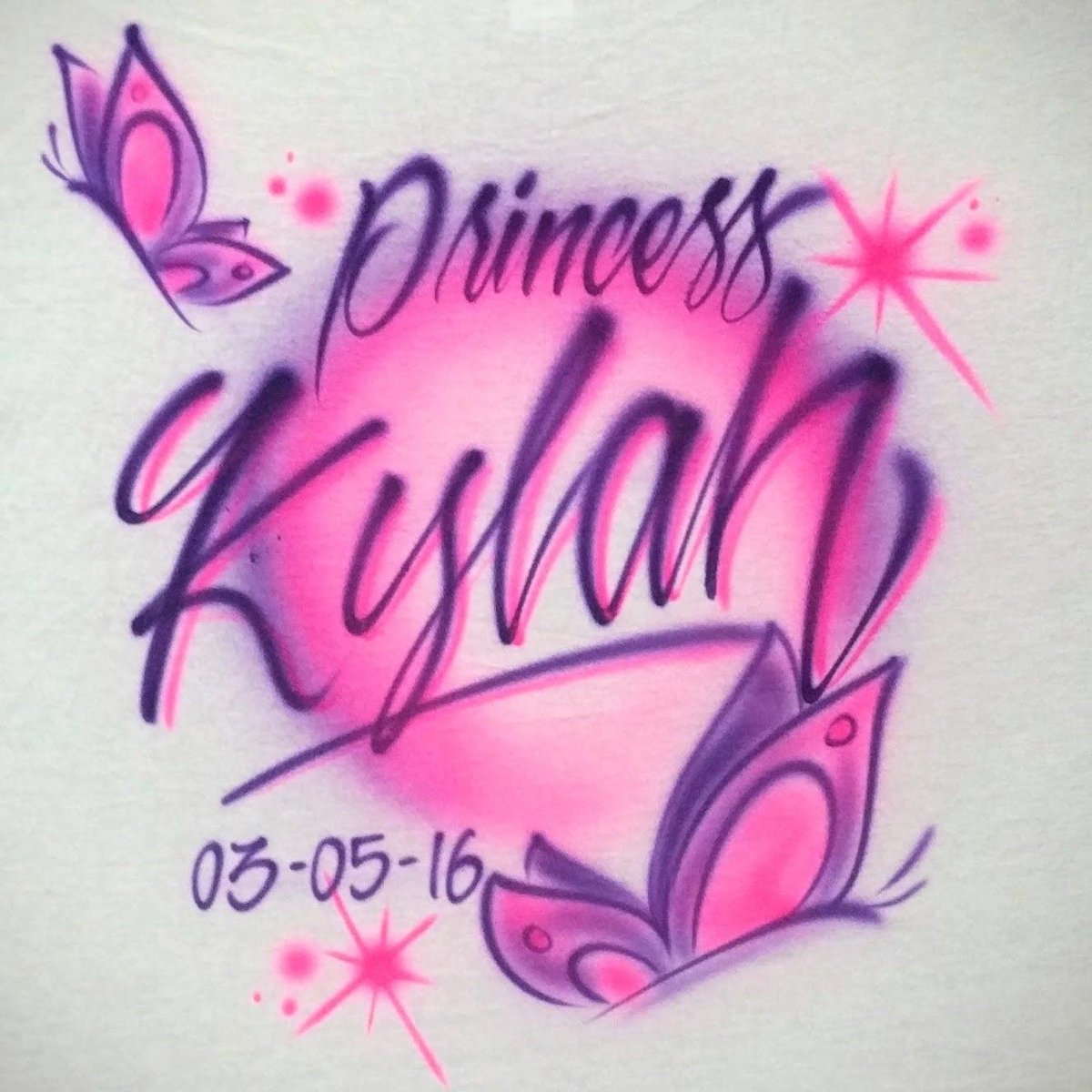 Script Butterfly Customizable Airbrush T shirt Design from Airbrush Customs x Dale The Airbrush Guy