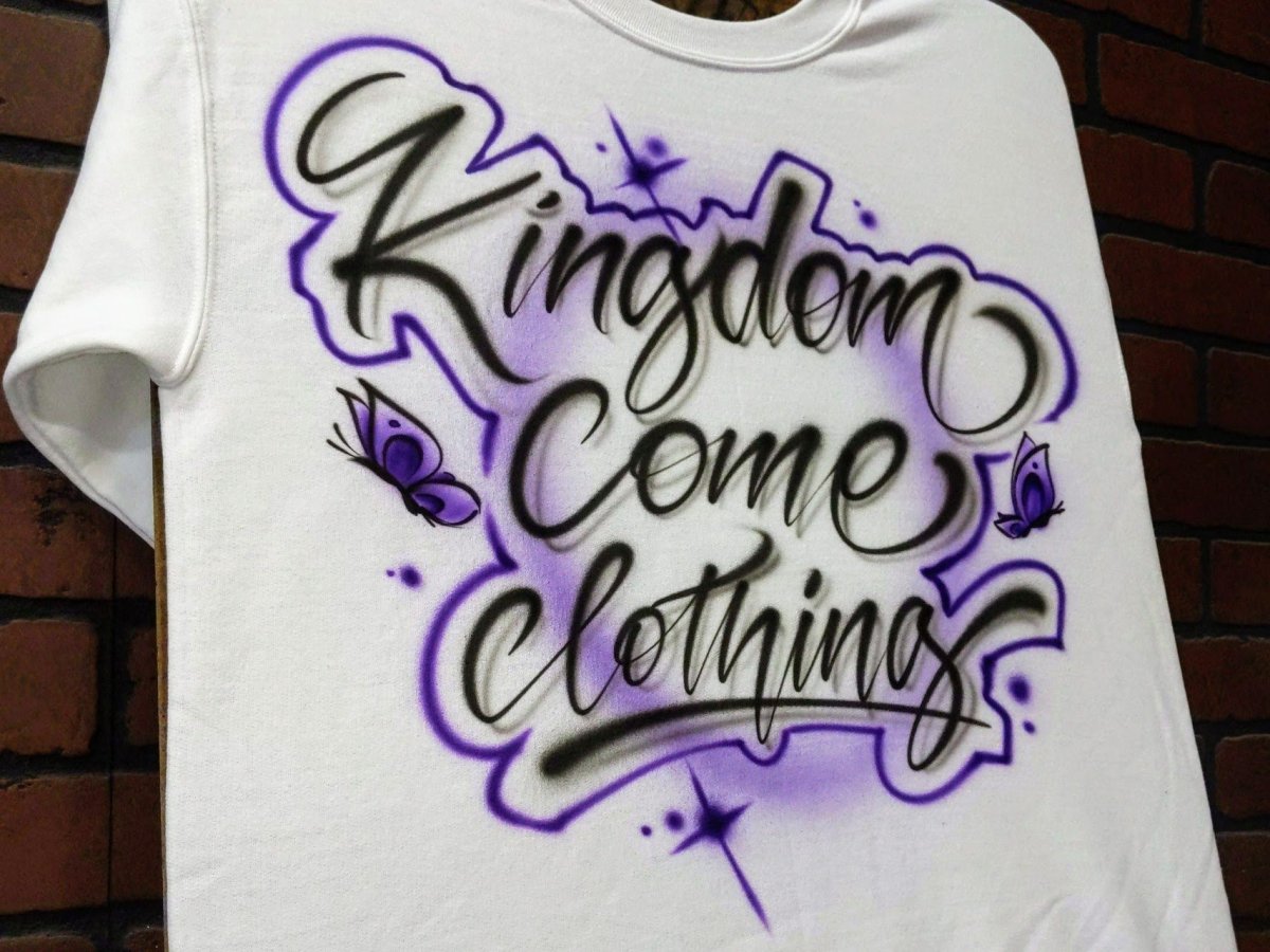 script butterfly design personalized custom airbrush apparel design