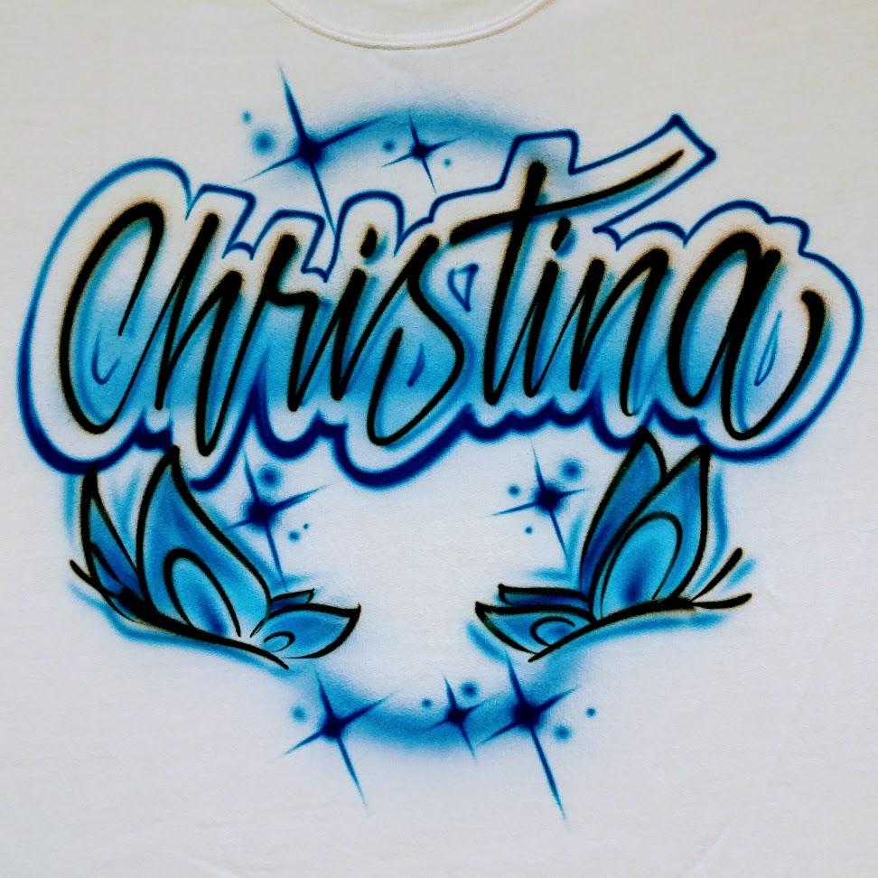 Script Butterfly Design Customizable Airbrush T shirt Design from Airbrush Customs x Dale The Airbrush Guy