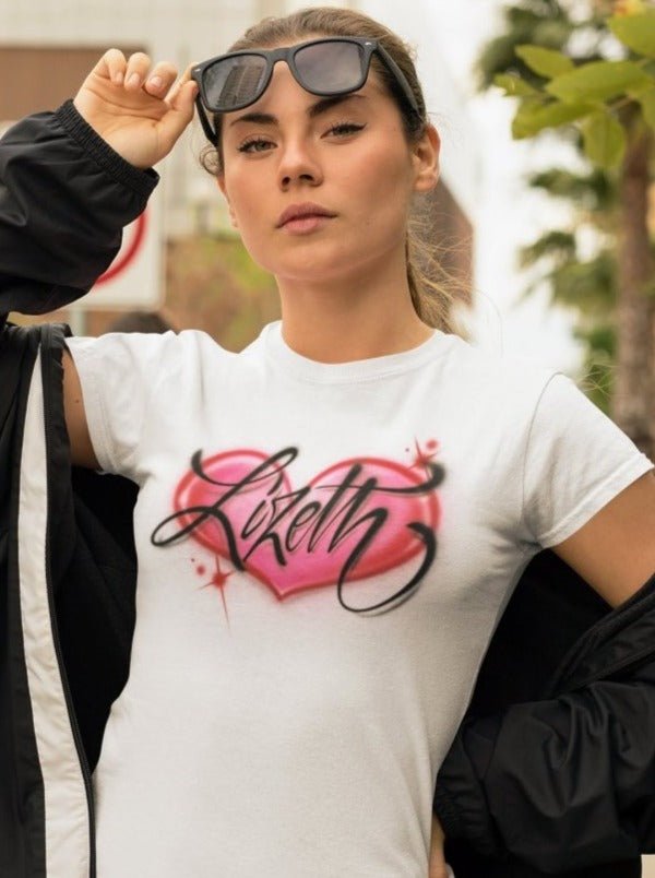 script heart design personalized custom airbrush apparel design