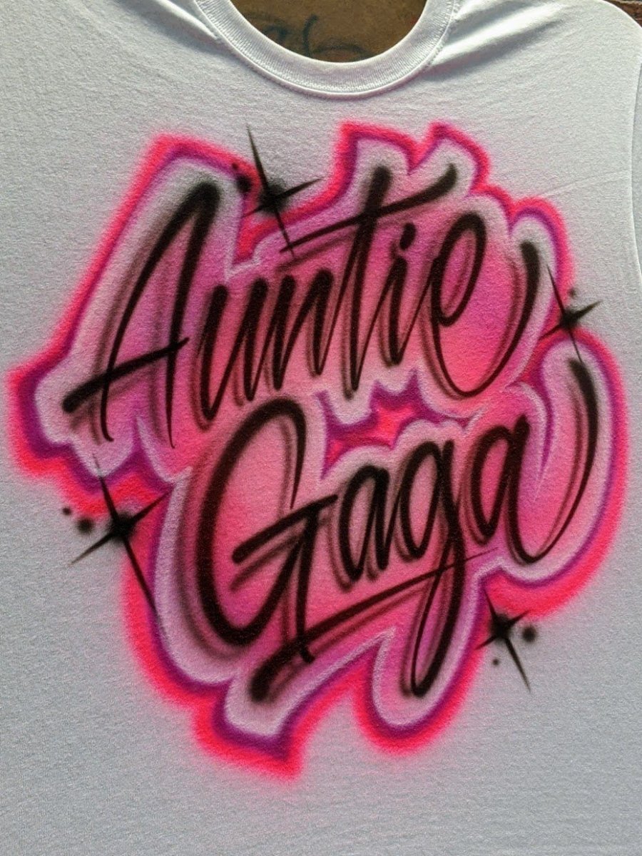 script lettering personalized custom airbrush apparel design