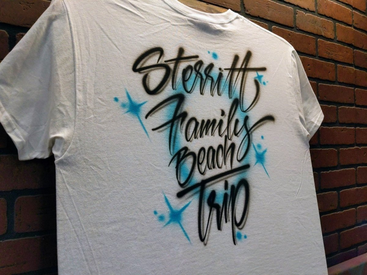 script lettering personalized custom airbrush apparel design