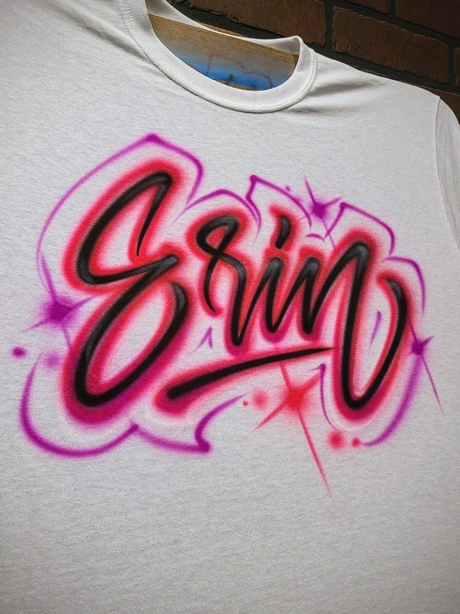 script name personalized custom airbrush apparel design