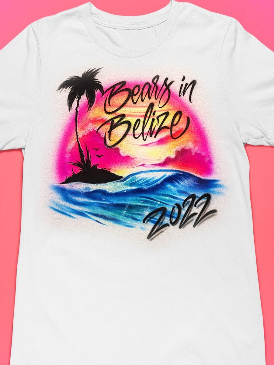 sunset ocean waves personalized custom airbrush apparel design