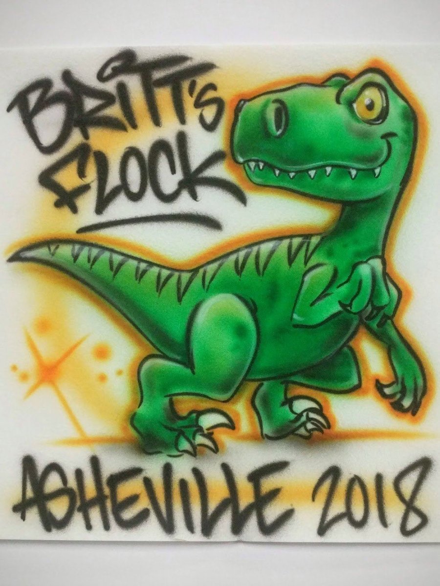 t-rex dino design personalized custom airbrush apparel design