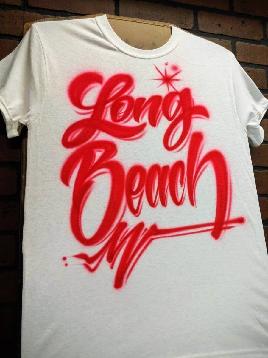 thick script lettering personalized custom airbrush apparel design