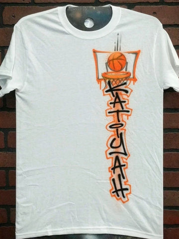 Vertical Basketball Design Customizable Airbrush T shirt Design from Airbrush Customs x Dale The Airbrush Guy