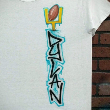 Vertical Football Design Customizable Airbrush T shirt Design from Airbrush Customs x Dale The Airbrush Guy