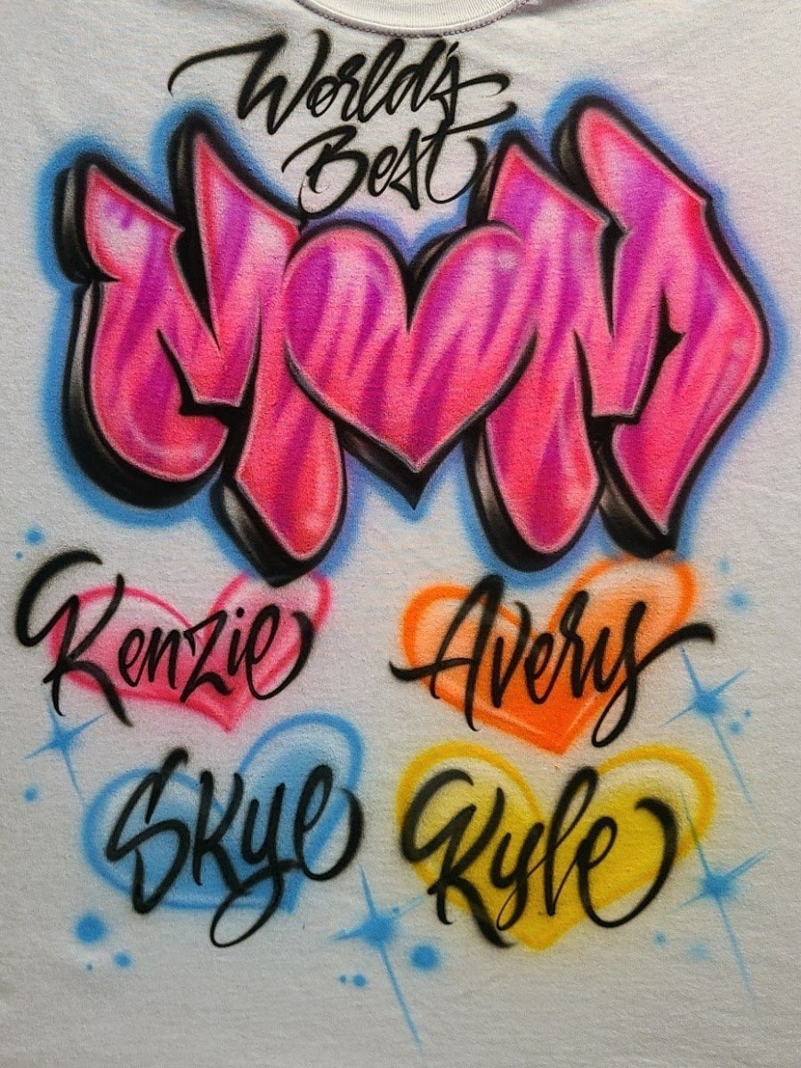 World's best mom Customizable Airbrush T shirt Design from Airbrush Customs x Dale The Airbrush Guy