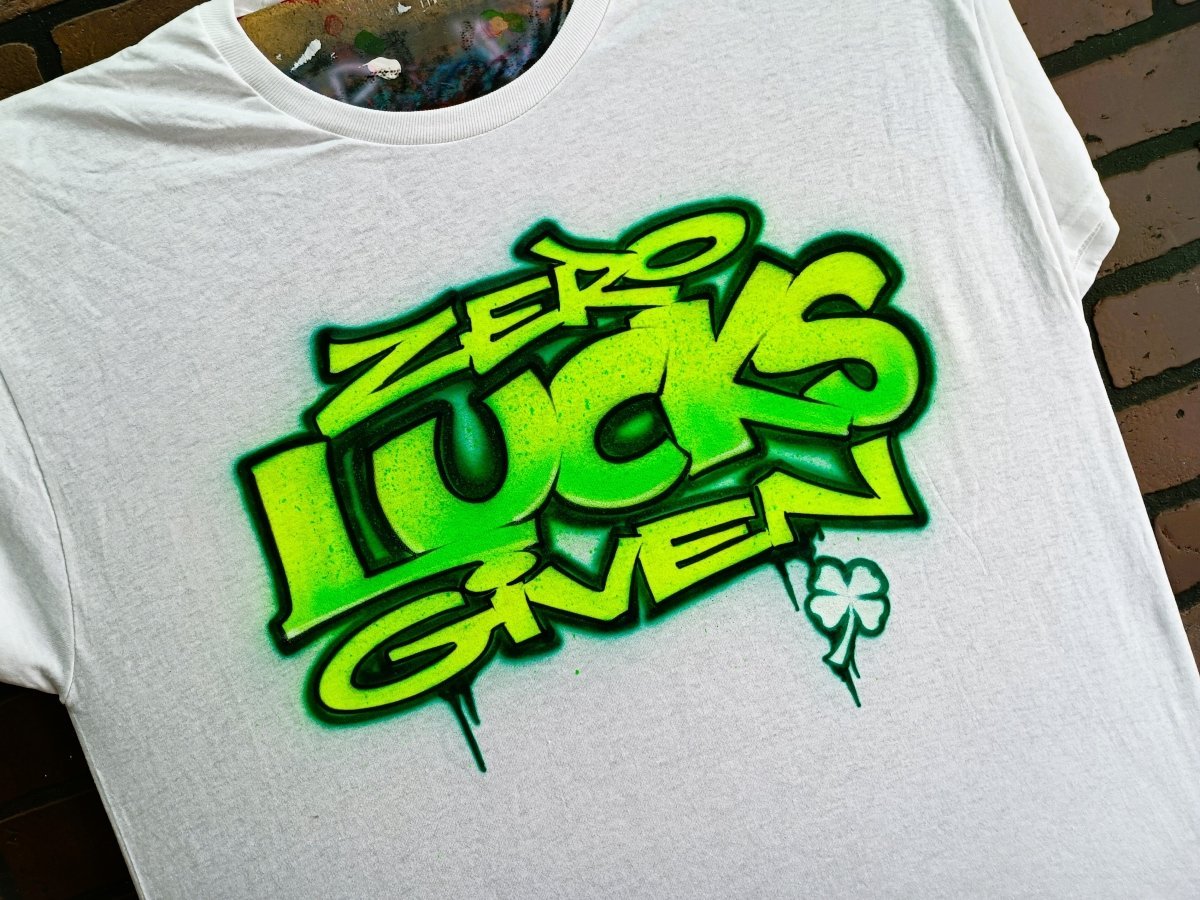 Zero Lucks Given Customizable Airbrush T shirt Design from Airbrush Customs x Dale The Airbrush Guy