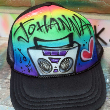 boombox hat design custom personalized airbrush apparel design