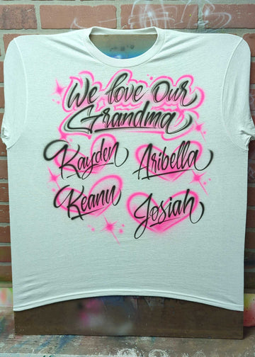 family hearts personalized custom airbrush apparel, ideal for family reunions or gifts