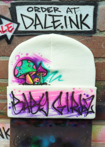 trippy mushroom hat personalized custom airbrush apparel design