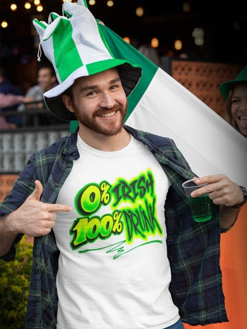 0% Irish, 100% Drunk Customizable Airbrush T shirt Design from Airbrush Customs x Dale The Airbrush Guy