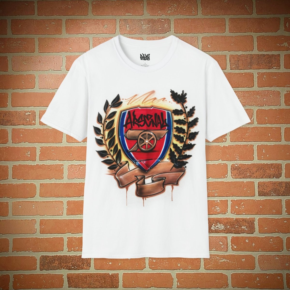 Arsenal Graffiti Style Shirt Customizable Airbrush T shirt Design from Airbrush Customs x Dale The Airbrush Guy