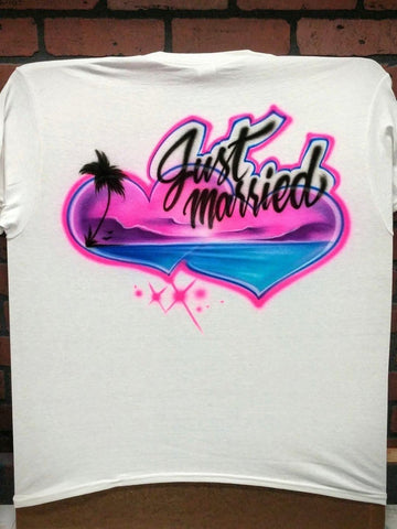 Beach Hearts Couples / BFF Customizable Airbrush T shirt Design from Airbrush Customs x Dale The Airbrush Guy